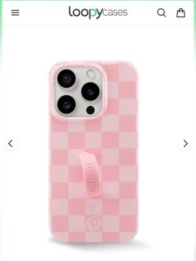Loopy Case Pink Checker Phone Case with Matching Pouch